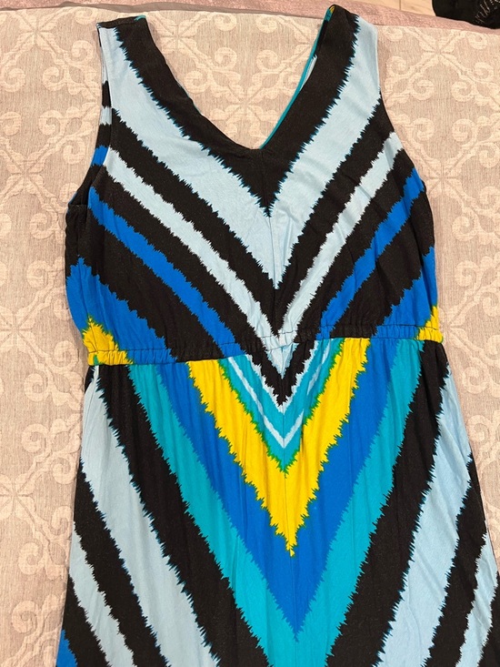 Calvin Klein Dresses & Skirts - Calvin Klein Striped V-Neck Maxi Dress in Black, Blue & Yellow
